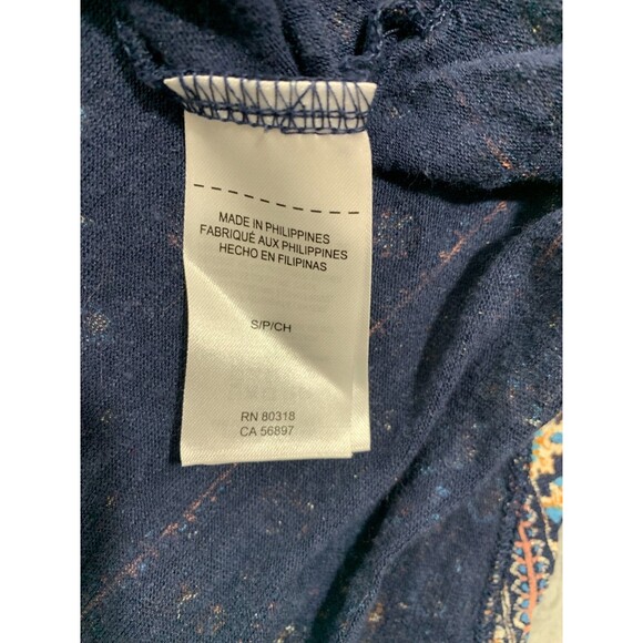 LUCKY BRAND S/P Blue Floral Mandal Geometric Artistic Design Sleeveless Shirt - Picture 3 of 9